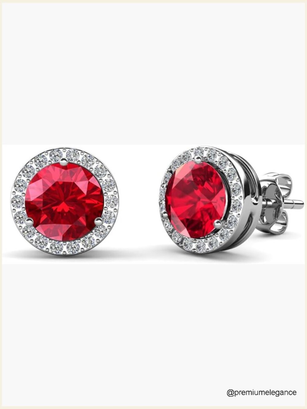 18k Gold-Plated Round Cut Halo Crystal Stud Earrings Hypoallergenic